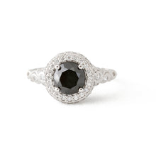 Load image into Gallery viewer, Paige&#39;s Black Diamond Platinum Engagement Ring