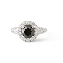 Load image into Gallery viewer, Paige's Black Diamond Platinum Engagement Ring