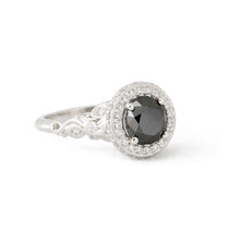 Load image into Gallery viewer, Paige's Black Diamond Platinum Engagement Ring