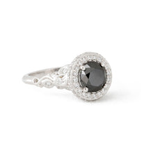 Load image into Gallery viewer, Paige&#39;s Black Diamond Platinum Engagement Ring